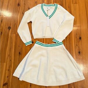 NEW💚🤍House of Harlow 1960 Green/white Tennis Skirt Knit Top 2 piece Set Small XS